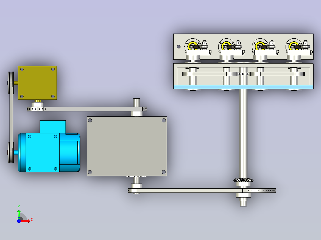 多级皮带链轮机械传动机构设计前视图