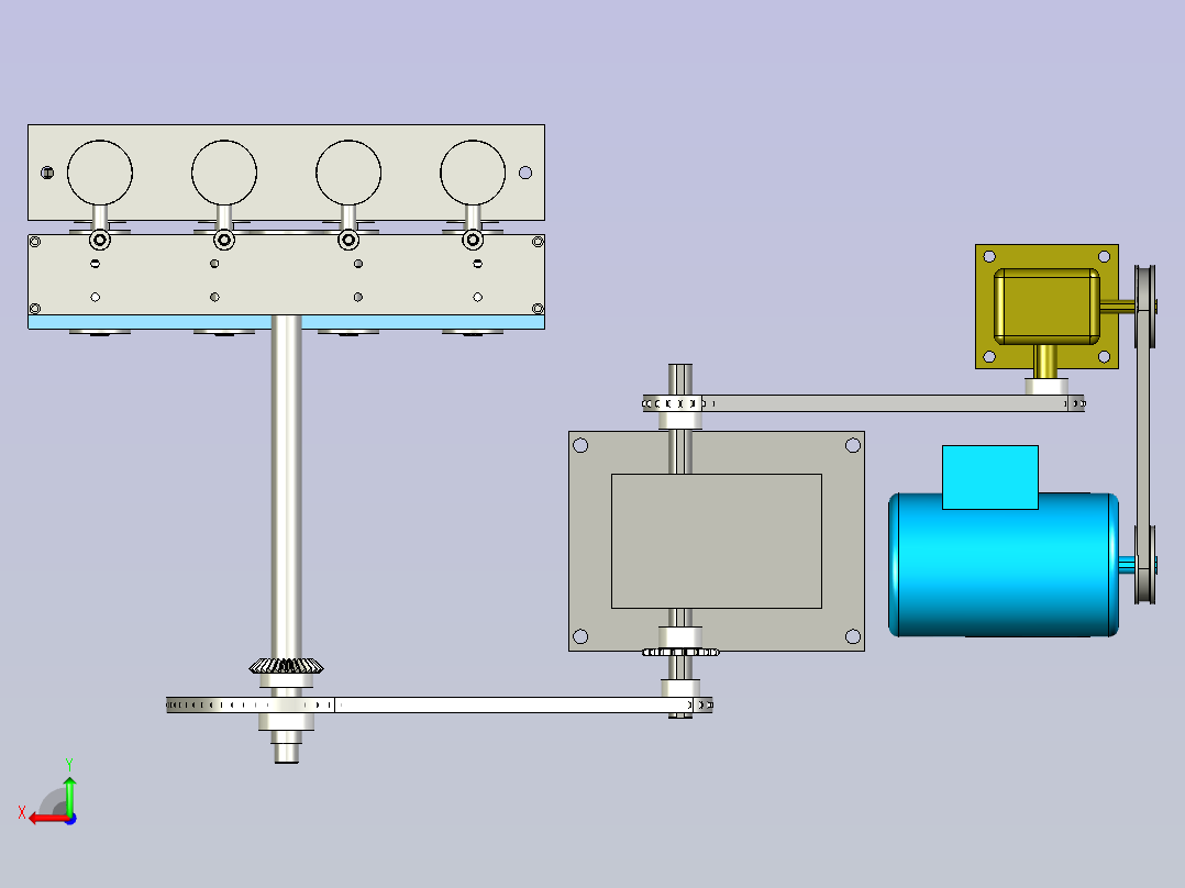 多级皮带链轮机械传动机构设计后视图