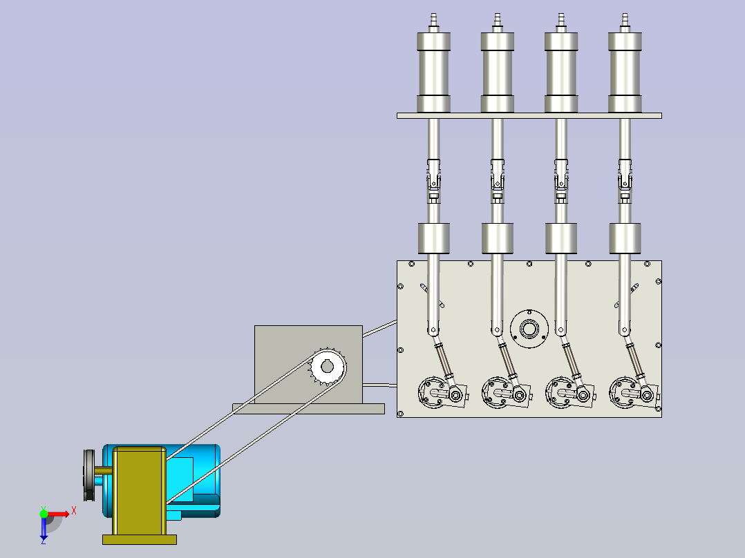 多级皮带链轮机械传动机构设计俯视图