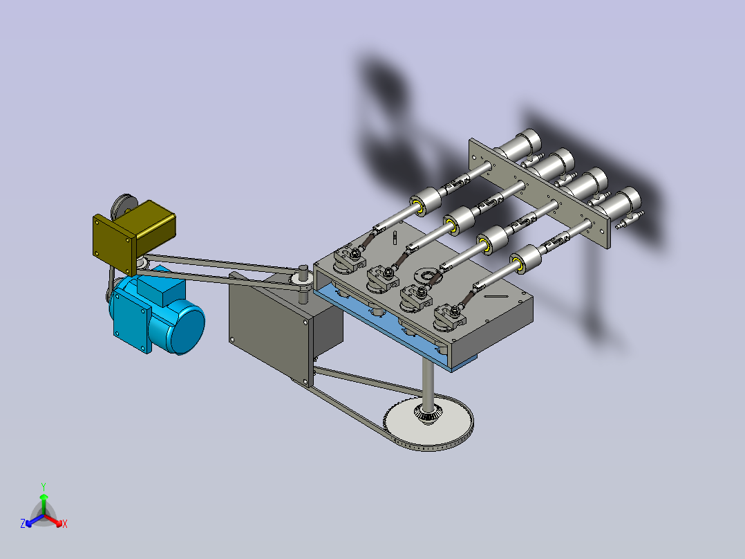 多级皮带链轮机械传动机构设计正等轴测图