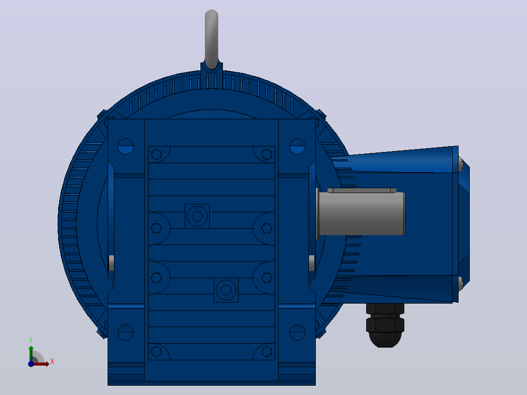 K47底脚轴伸式安装螺旋锥齿轮减速机K47-Y3-4P-12.19-M1-0°-A前视图