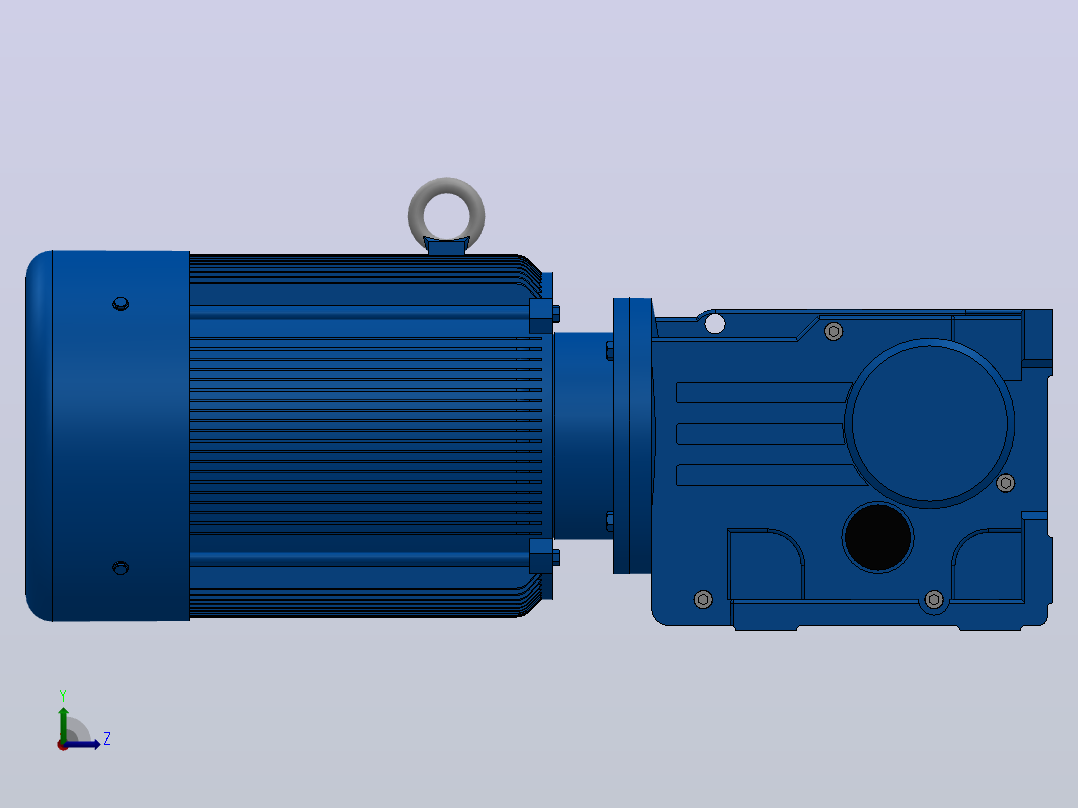K47底脚轴伸式安装螺旋锥齿轮减速机K47-Y3-4P-12.19-M1-0°-A左视图