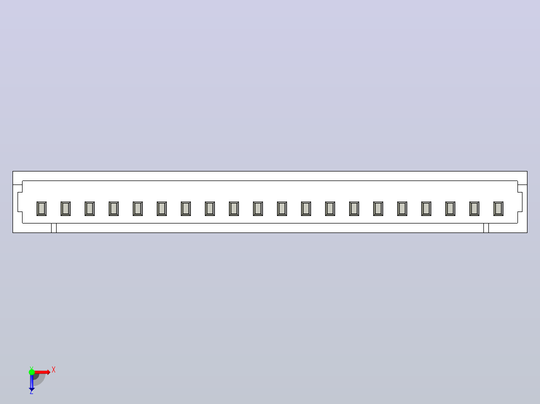 短款型直插头JST connector 1x20  P1.25mm thru hole wafer A2俯视图
