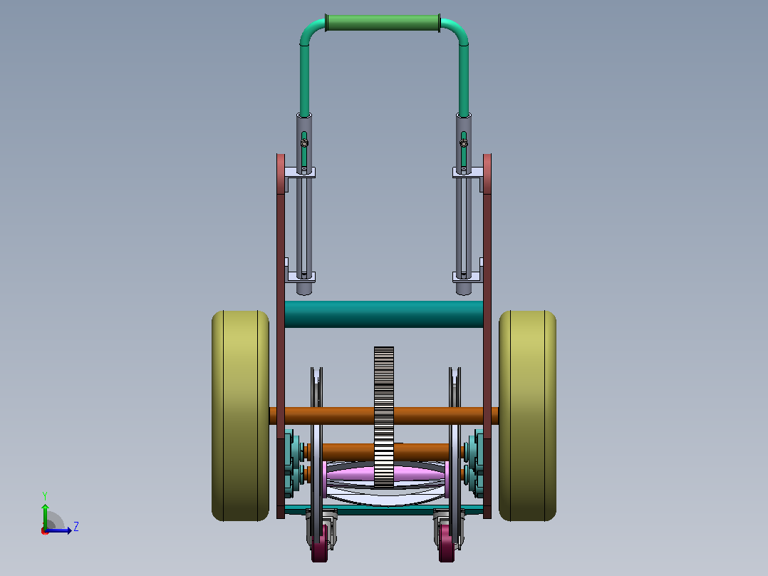 95050JJ_手推环保型剪草机设计割草机含CAD图+solidworks三维模型+说明书 左视图
