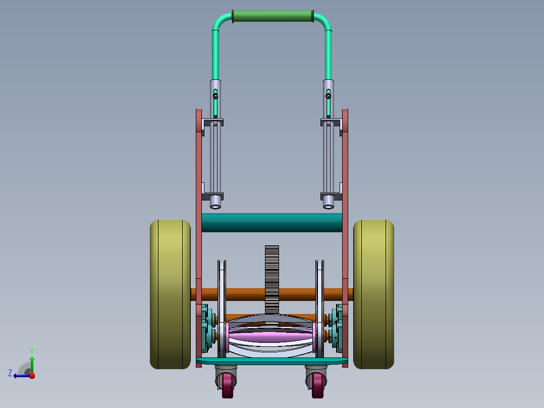95050JJ_手推环保型剪草机设计割草机含CAD图+solidworks三维模型+说明书 右视图