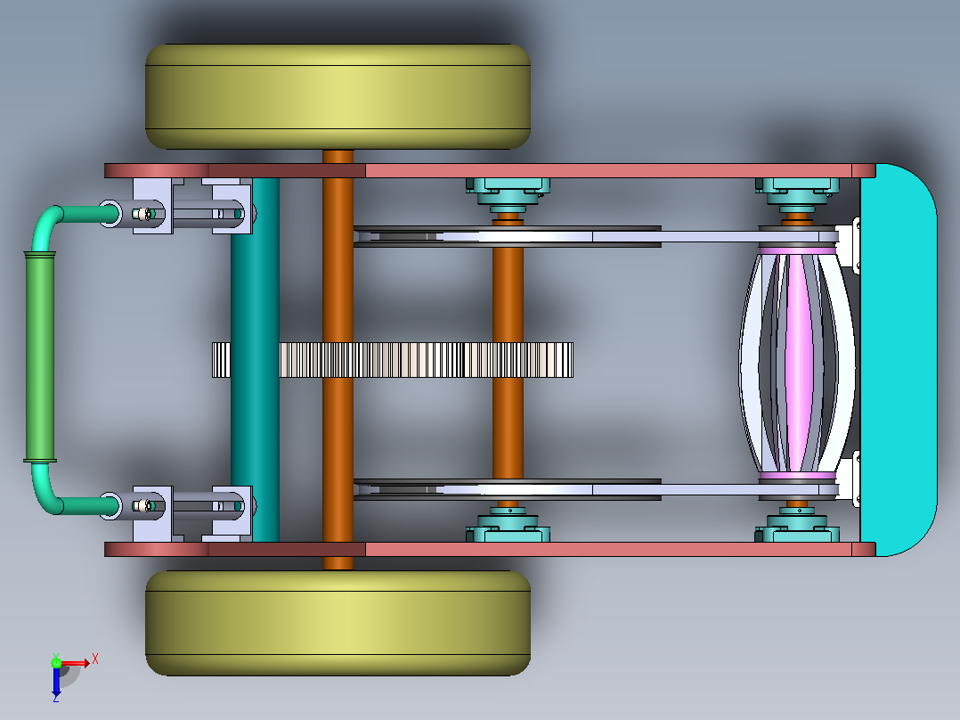 95050JJ_手推环保型剪草机设计割草机含CAD图+solidworks三维模型+说明书 俯视图