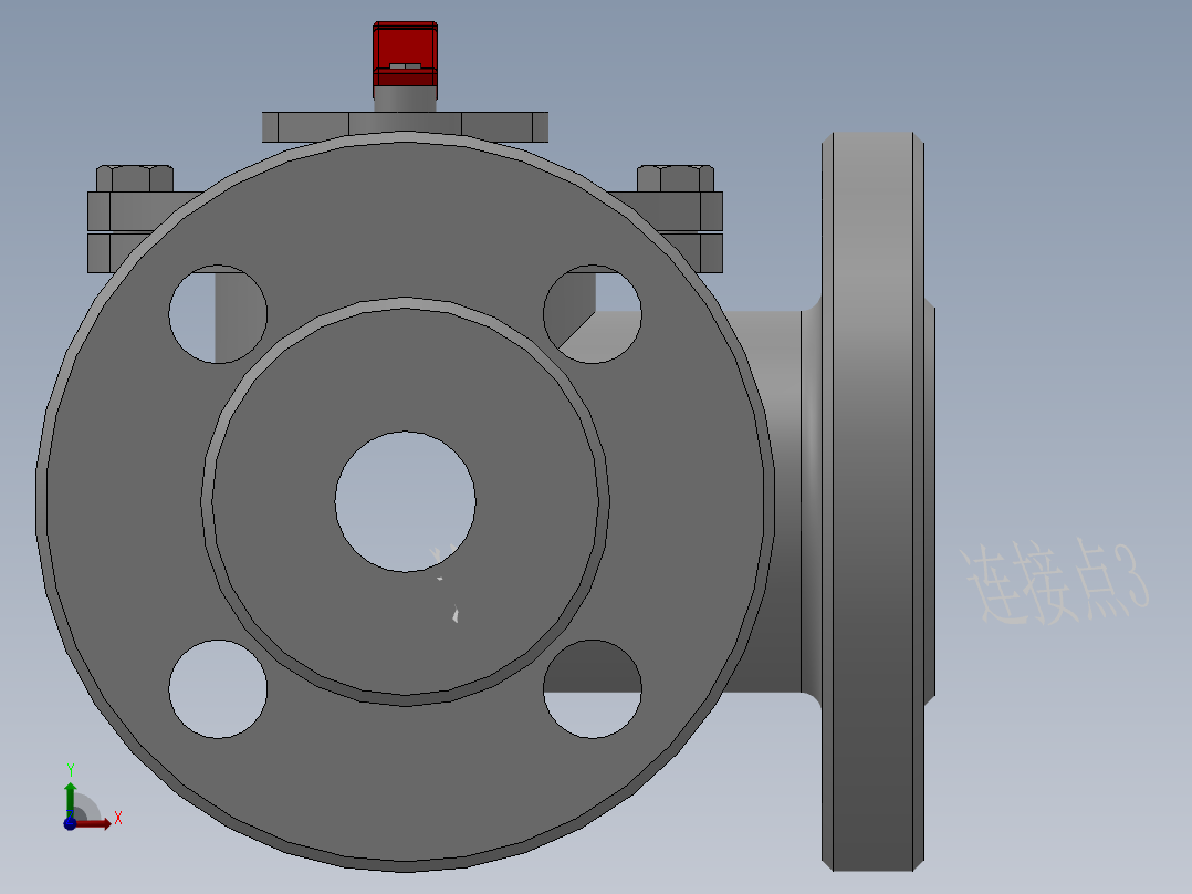 法兰三通球阀-铸铁 DN15-DN200前视图