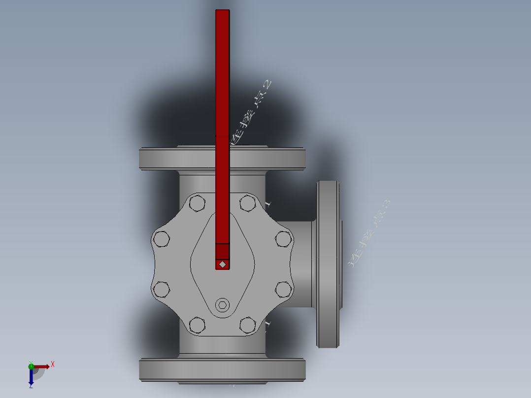 法兰三通球阀-铸铁 DN15-DN200俯视图