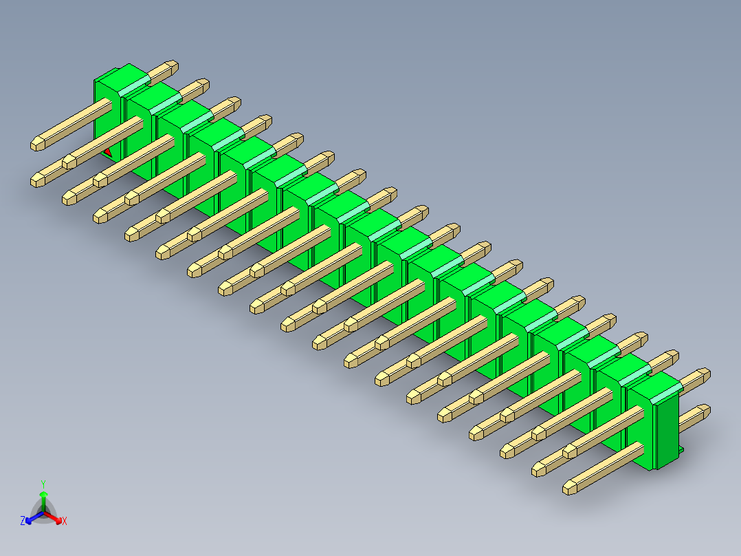 彩色公头100mil（2.54mm）系列-DS1021_green_2x18p_100mil_Type1_rev1.0主视图