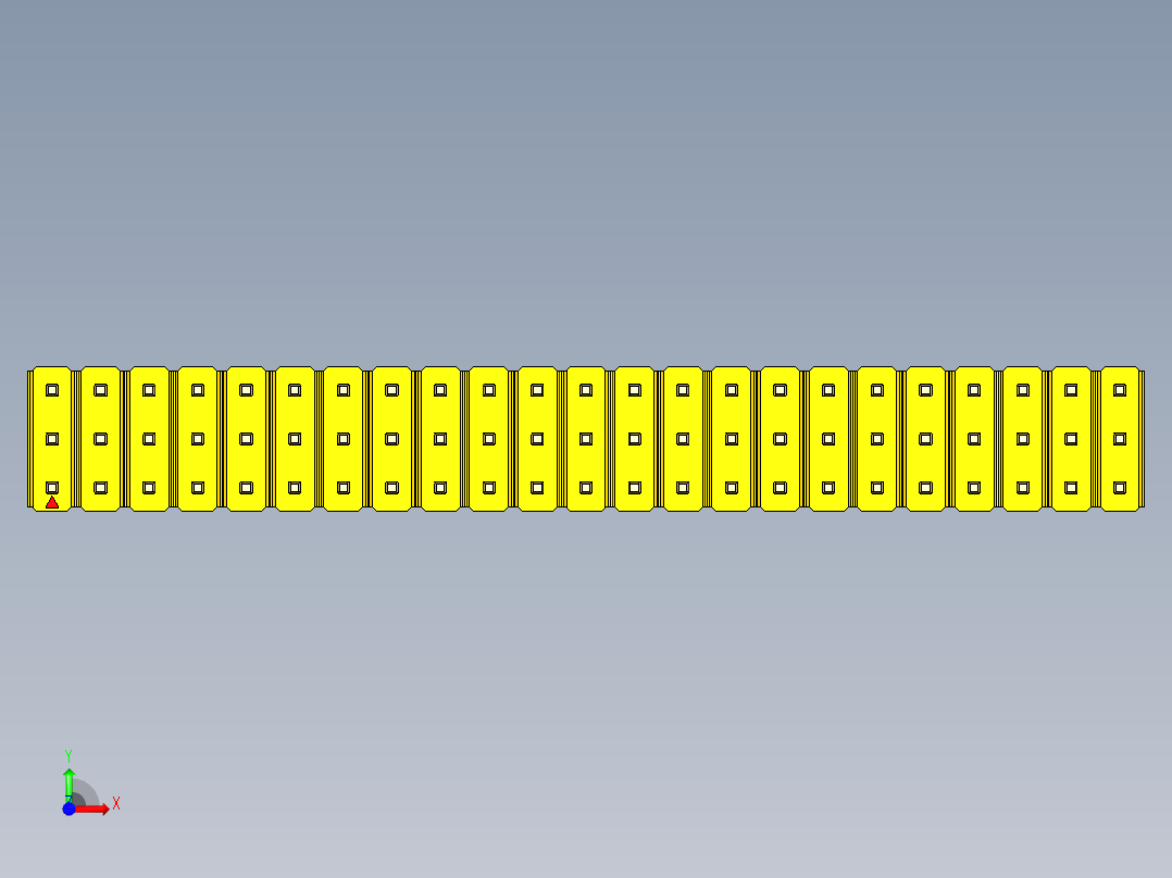 彩色公头100mil（2.54mm）系列-DS1021_yellow_3x23p_100mil_Type5_rev1.0前视图