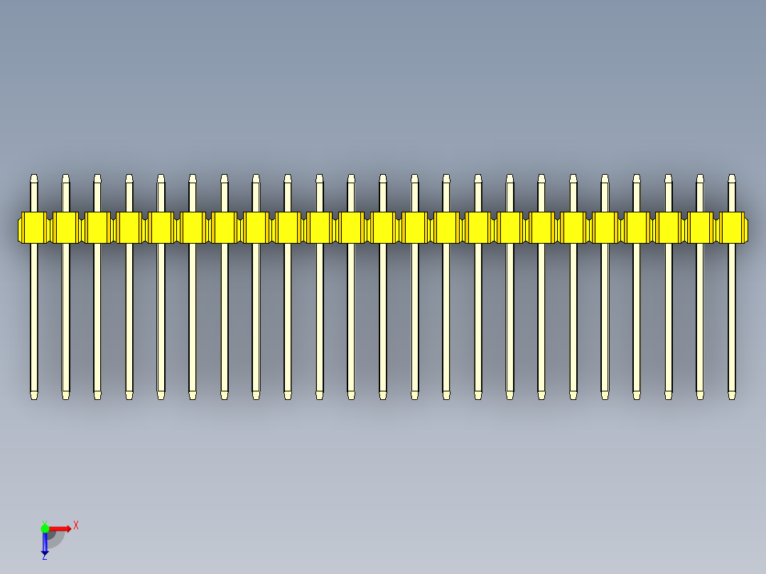 彩色公头100mil（2.54mm）系列-DS1021_yellow_3x23p_100mil_Type5_rev1.0俯视图