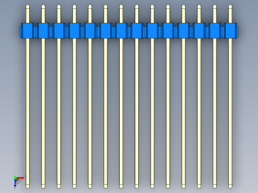 彩色公头100mil（2.54mm）系列-DS1021_blue_2x14p_100mil_Type43_rev1.0俯视图