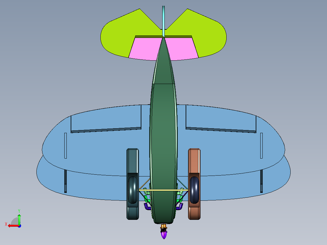 Q版螺旋桨战斗机后视图