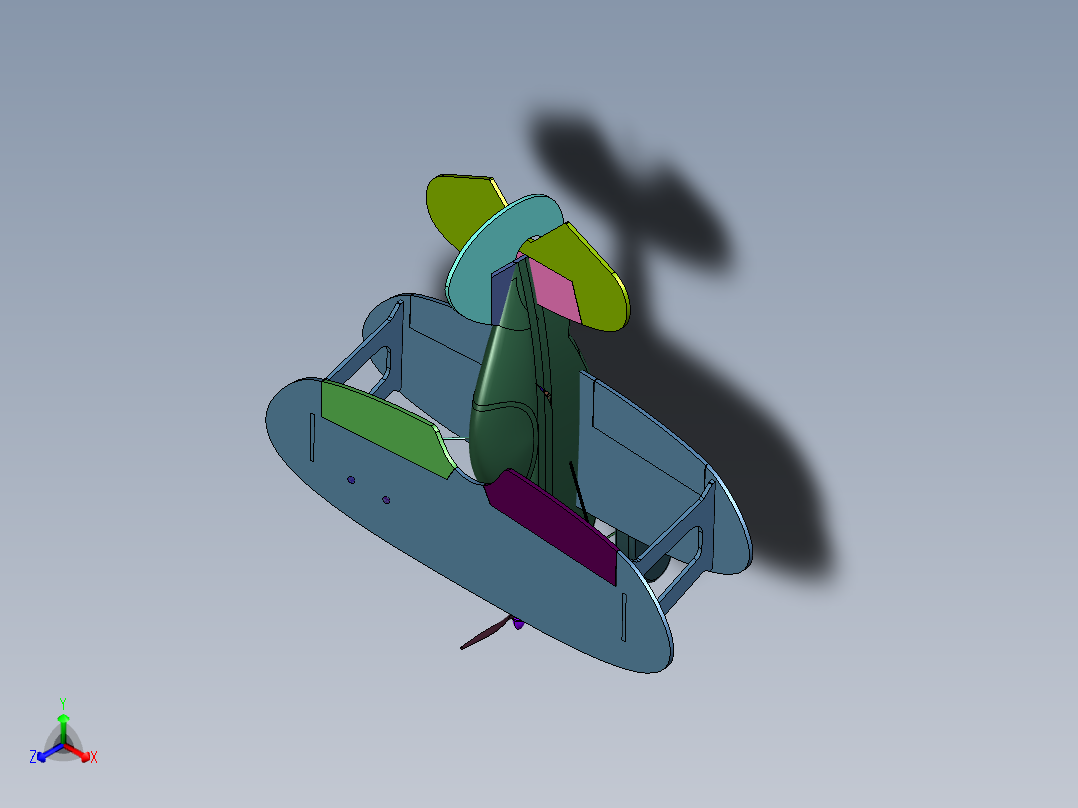 Q版螺旋桨战斗机正等轴测图