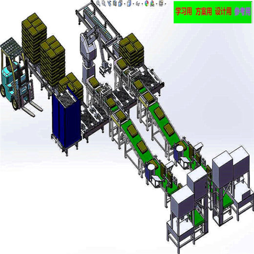 机器人码垛生产线 非标自动化设备3D图纸3D模型