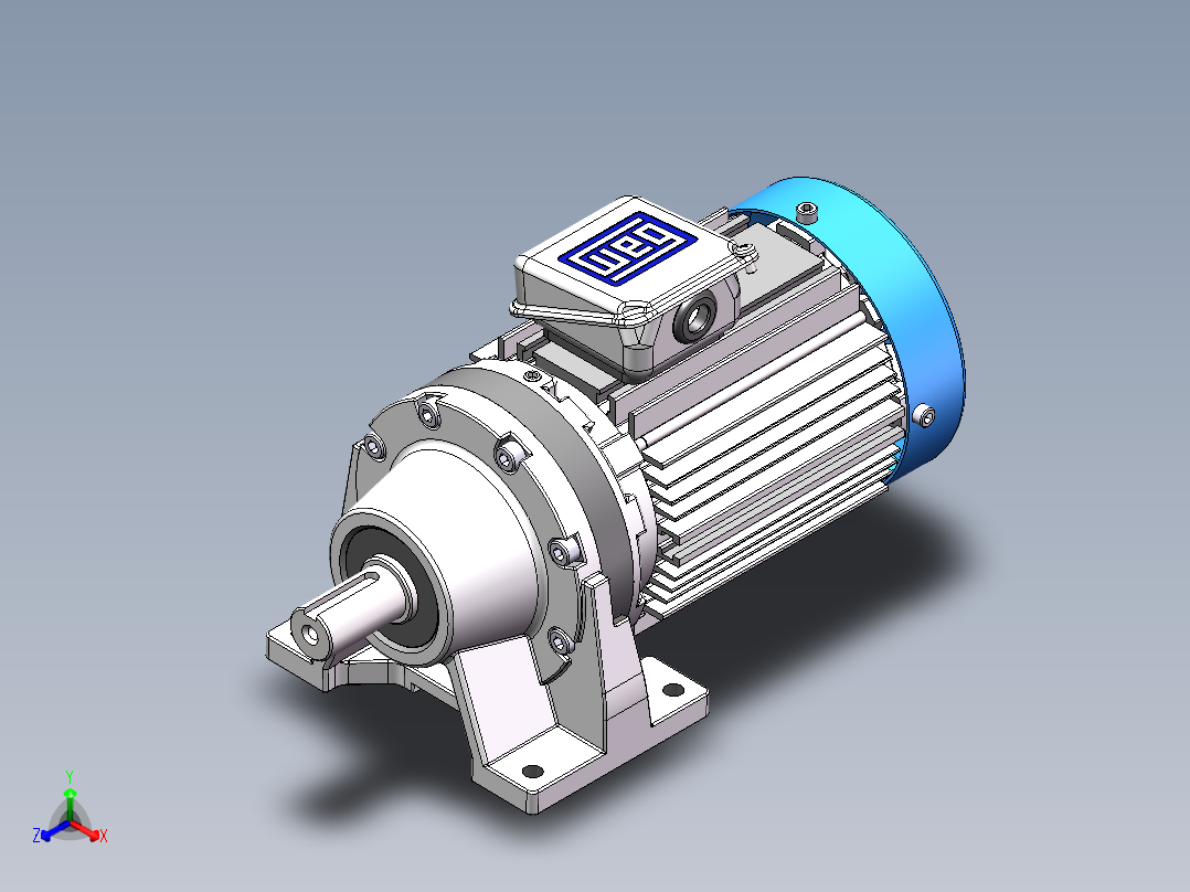 电机 带摆线针减速机正等轴测图