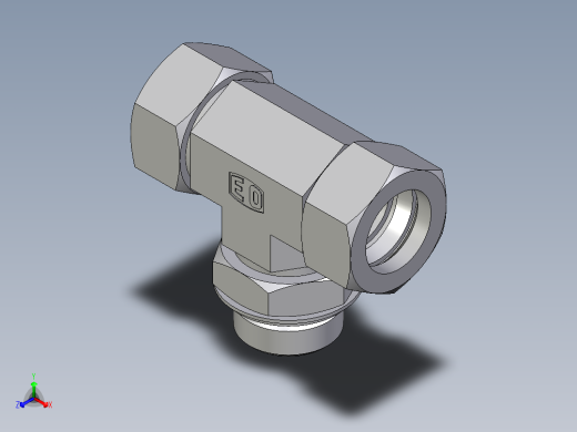 卡套式工业通用硬管接头EO_Adjustable_locknut_branch_tee_TEE28ZLRCF正等轴测缩略图