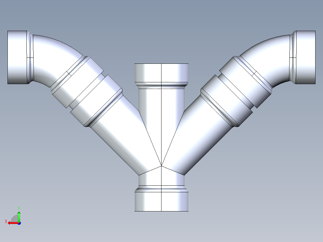 船舶管路系统S11_SeaDrainPLUS_DoubleComboWye-SxSxSxS_37E268201_1-1-2in Sea Drain Plus - Double Wye - SxSxSxS后视图