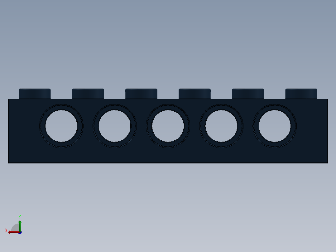 乐高机械组积木（横梁）-4261930 - 3894 Earth Blue Technic Brick 1 x 6 with Holes后视图