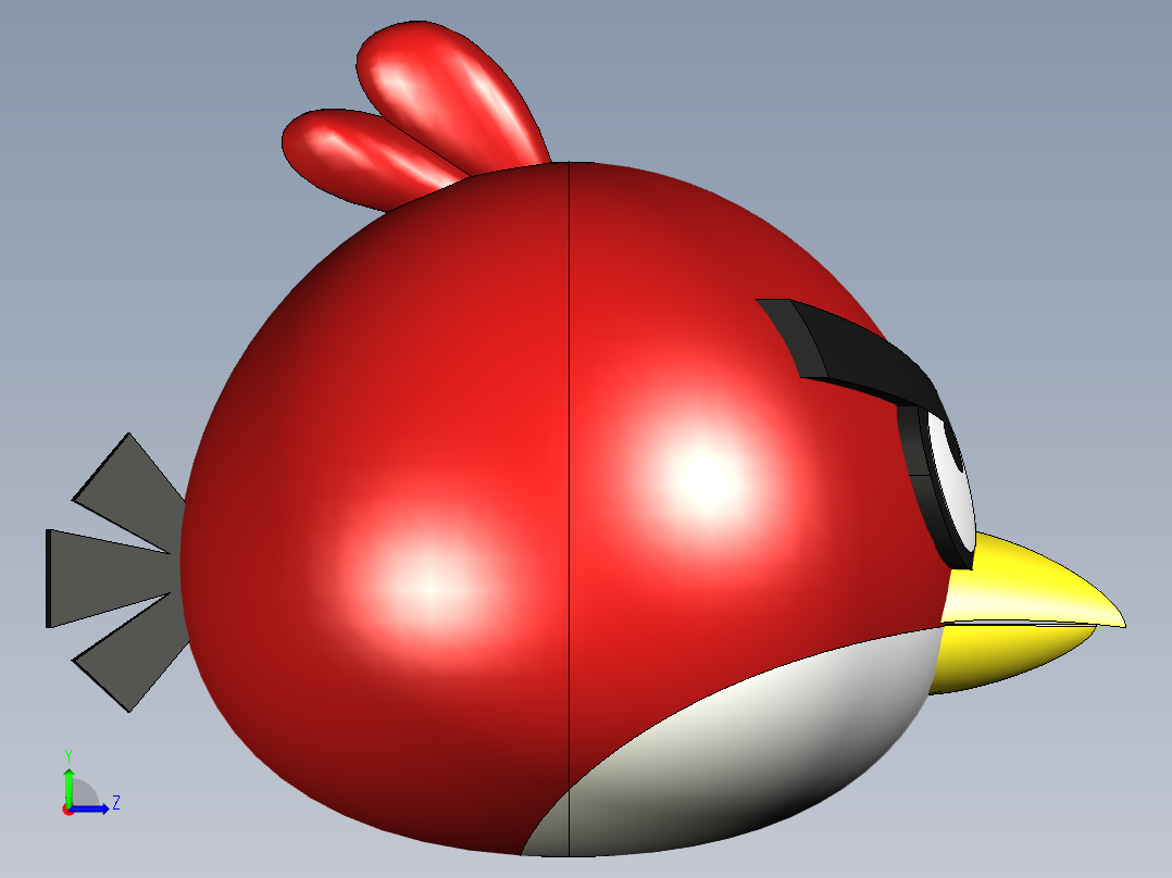 愤怒的小鸟 STP STL左视图
