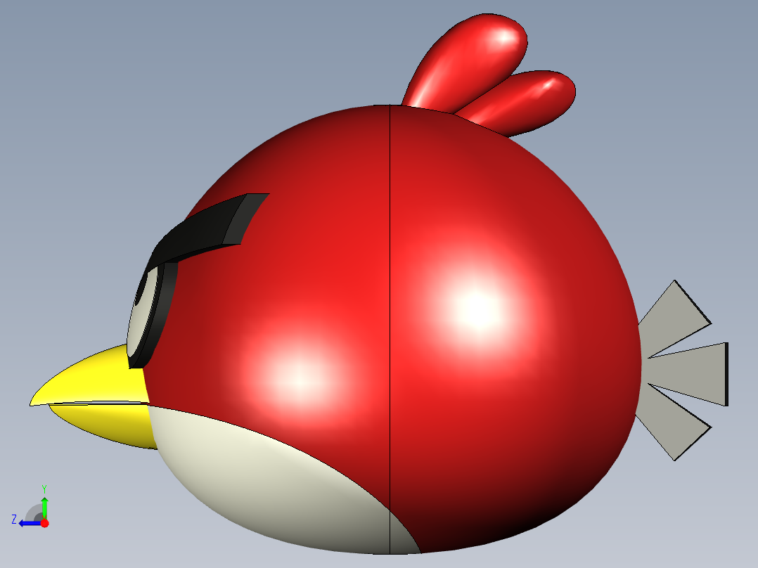 愤怒的小鸟 STP STL右视图
