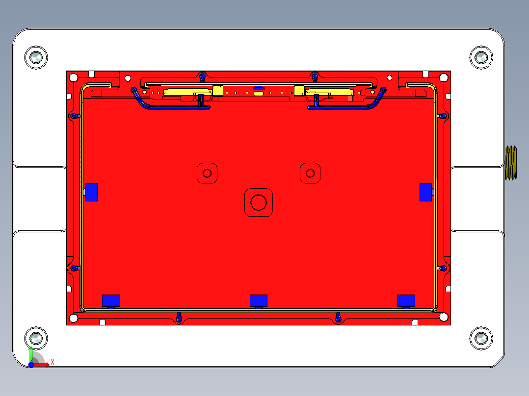 铝制电脑A壳粗铣内腔工装治具模型三维+CAD前视图