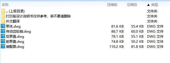 外啮合齿轮泵设计5张CAD图
