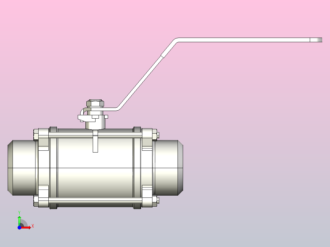 全通径1000PSI不锈钢对焊球阀_缩径DN20_1前视图