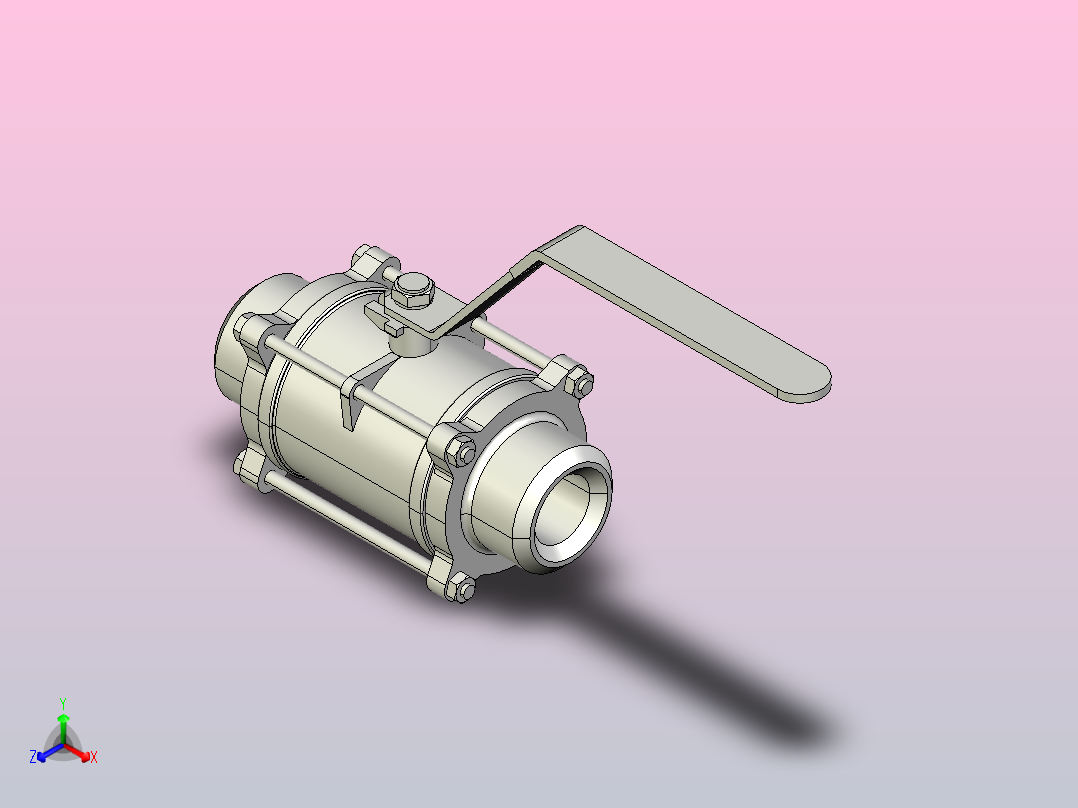 全通径1000PSI不锈钢对焊球阀_缩径DN20_1正等轴测图