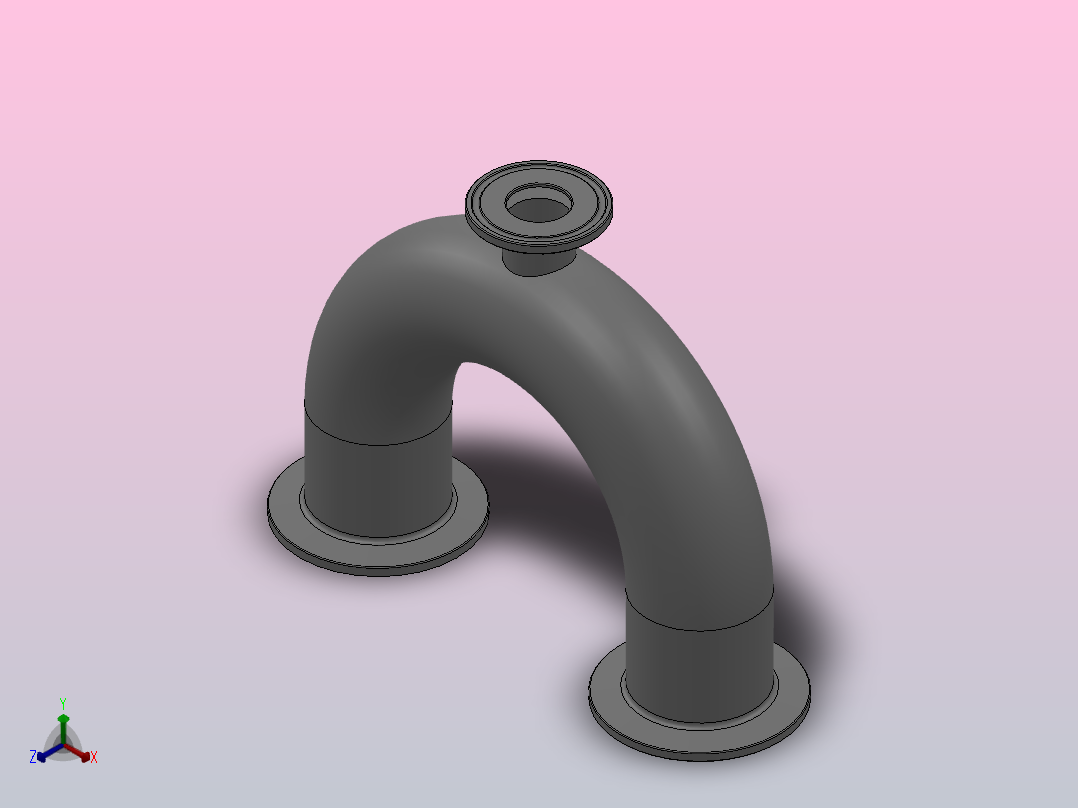 180°卡式U型三通[1506209-000250]正等轴测图