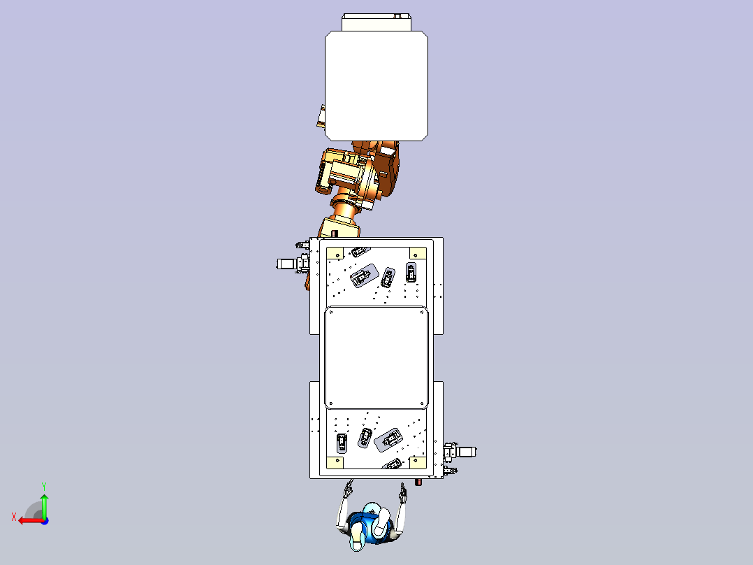 一款机器人焊接夹具系统模型后视图