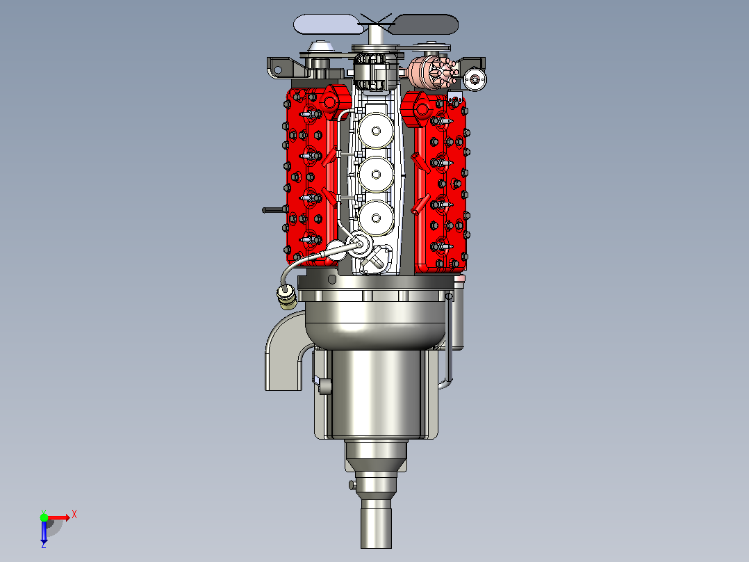 V8发动机模型图俯视图