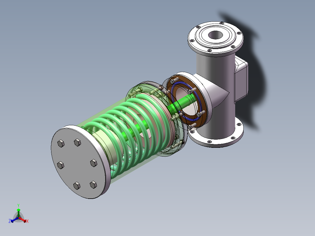 卧式采油树生产主阀设计正等轴测图
