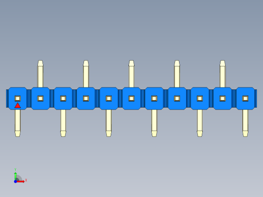 彩色公排针 100mil 2.54mm 系列-DS1022_blue_11p_100mil_Type_SMT_R2_rev1.0前视缩略图