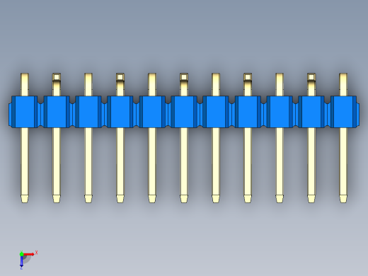 彩色公排针 100mil 2.54mm 系列-DS1022_blue_11p_100mil_Type_SMT_R2_rev1.0俯视缩略图