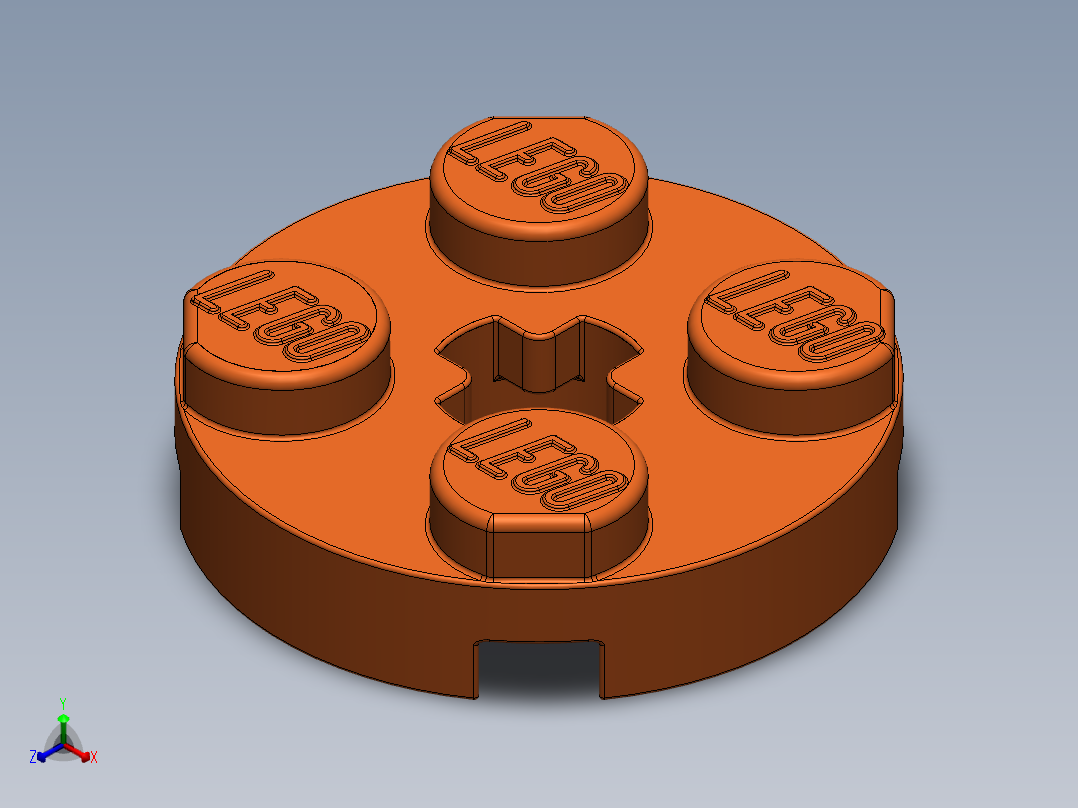 乐高零件 4032 板 2 x 2 圆形-4032 Flame Reddish Orange Plate 2 x 2 Round.SLDPRT