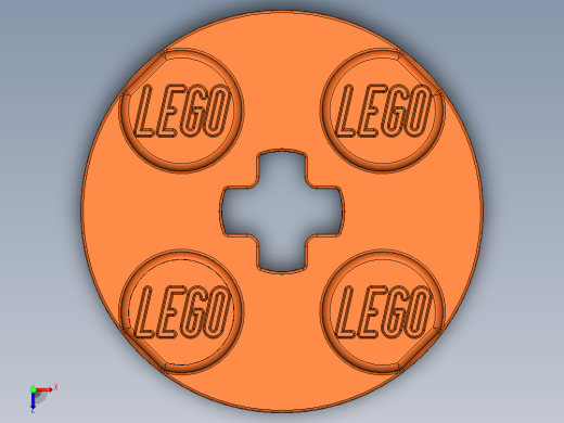 乐高零件 4032 板 2 x 2 圆形-4032 Flame Reddish Orange Plate 2 x 2 Round.SLDPRT俯视缩略图