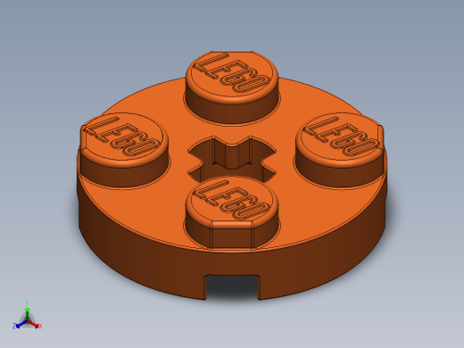 乐高零件 4032 板 2 x 2 圆形-4032 Flame Reddish Orange Plate 2 x 2 Round.SLDPRT正等轴测缩略图