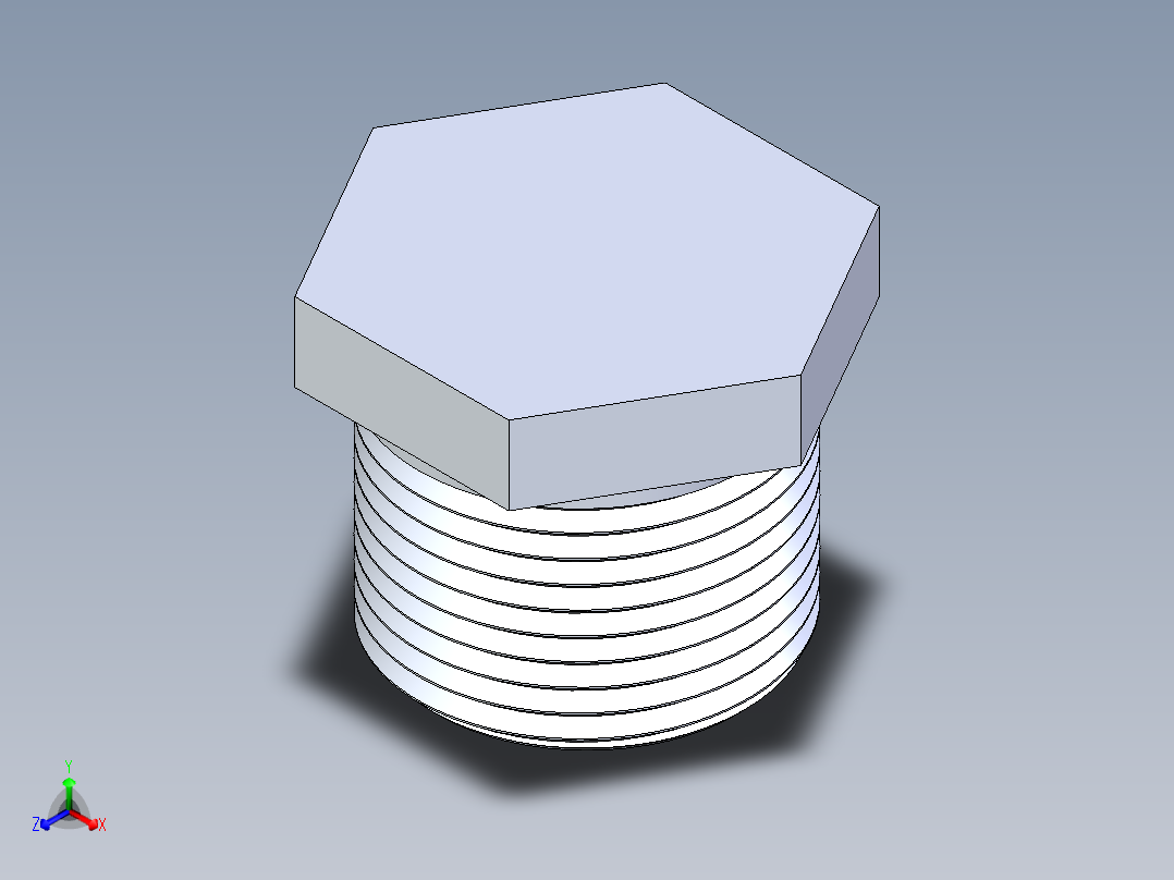 聚氯乙烯配件22-Sch80_Plug_MPT_850-007_0.75in主视图