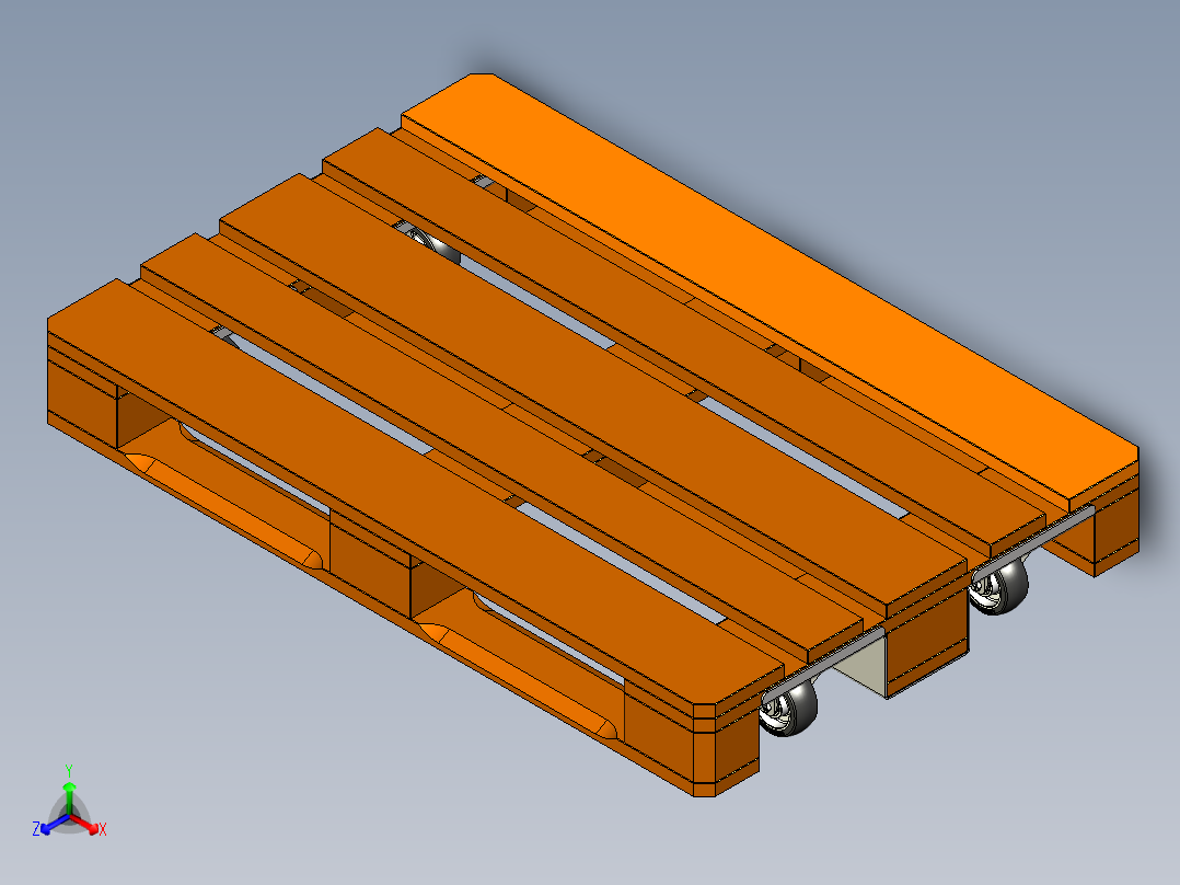 用于移动100毫米口径的欧洲托盘带轮子正等轴测图
