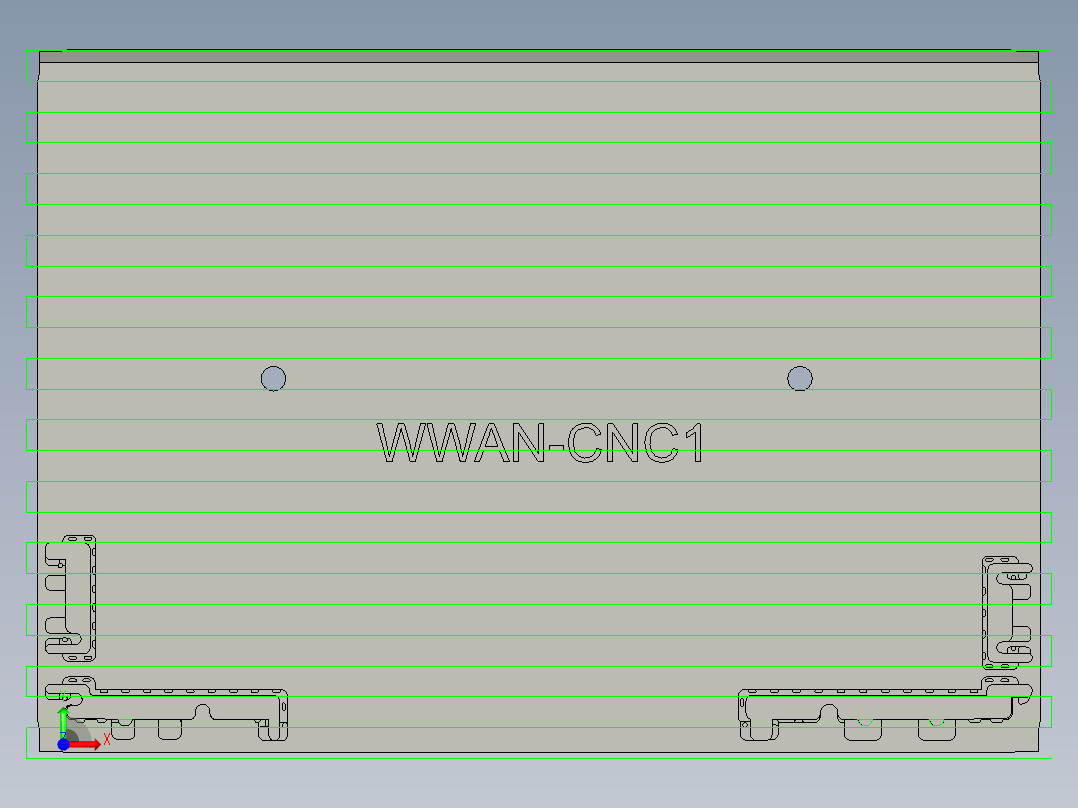 包胶版笔记本外壳飞面+包胶内腔程序模型前视图