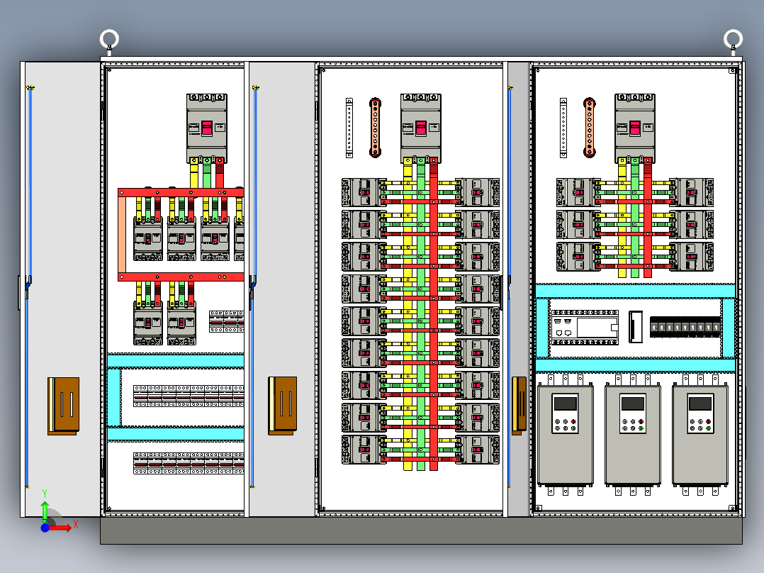 三柜组装630A电源plc软启动控制柜 55521前视图