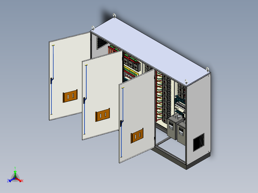 三柜组装630A电源plc软启动控制柜 55521正等轴测图