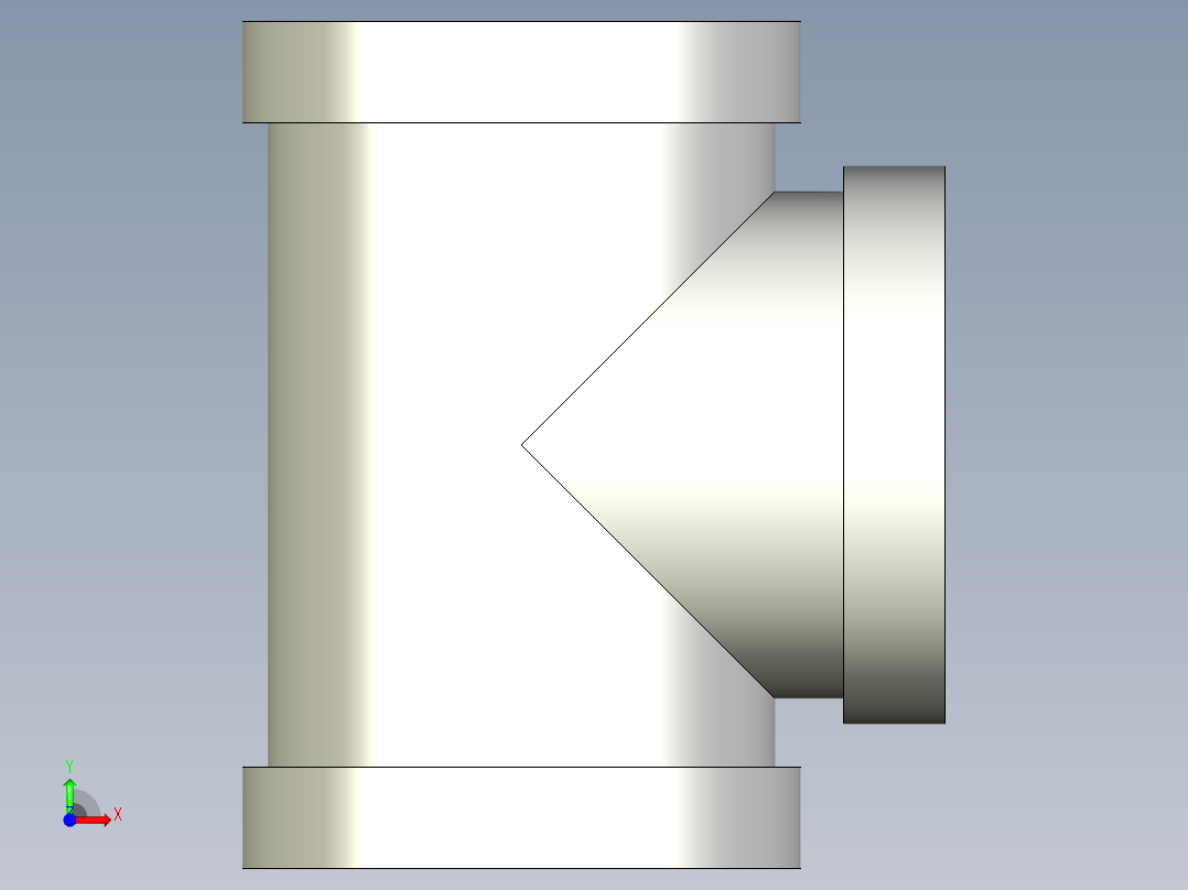 B3004551-三通管 (DIN EN 10242) B1前视图