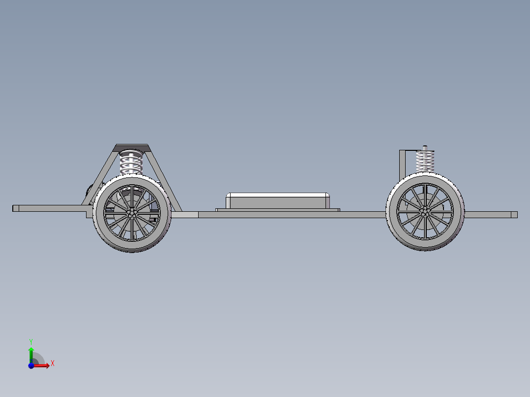 电动汽车底盘三维模型SolidWorks三维模型前视图