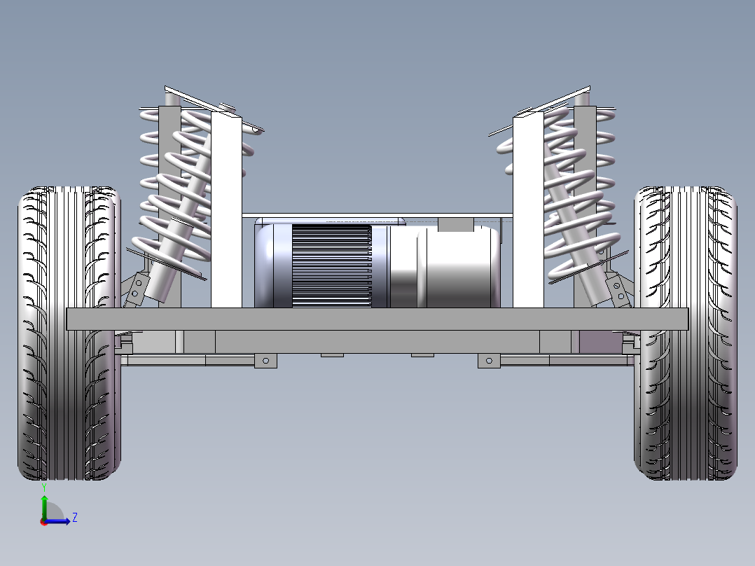 电动汽车底盘三维模型SolidWorks三维模型左视图