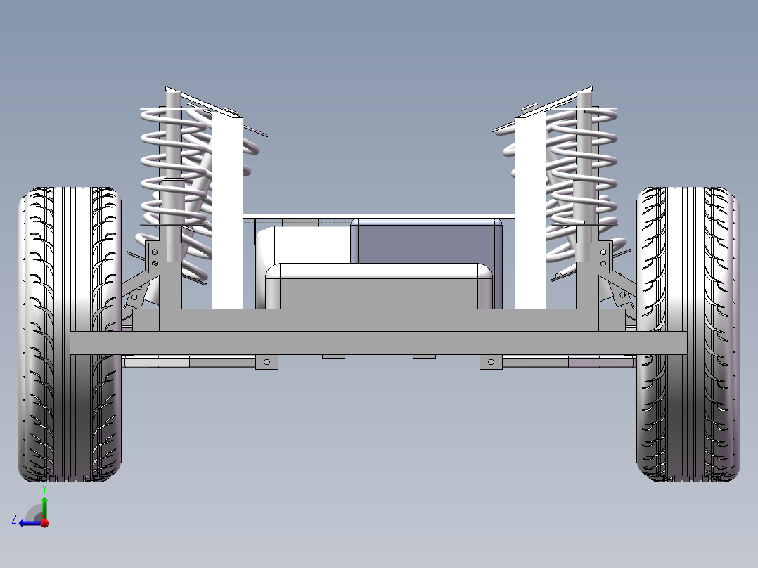 电动汽车底盘三维模型SolidWorks三维模型右视图