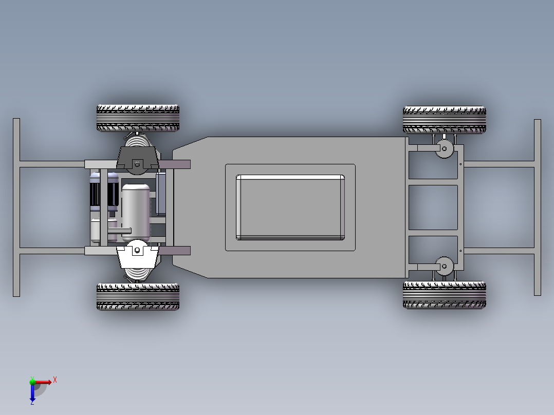 电动汽车底盘三维模型SolidWorks三维模型俯视图