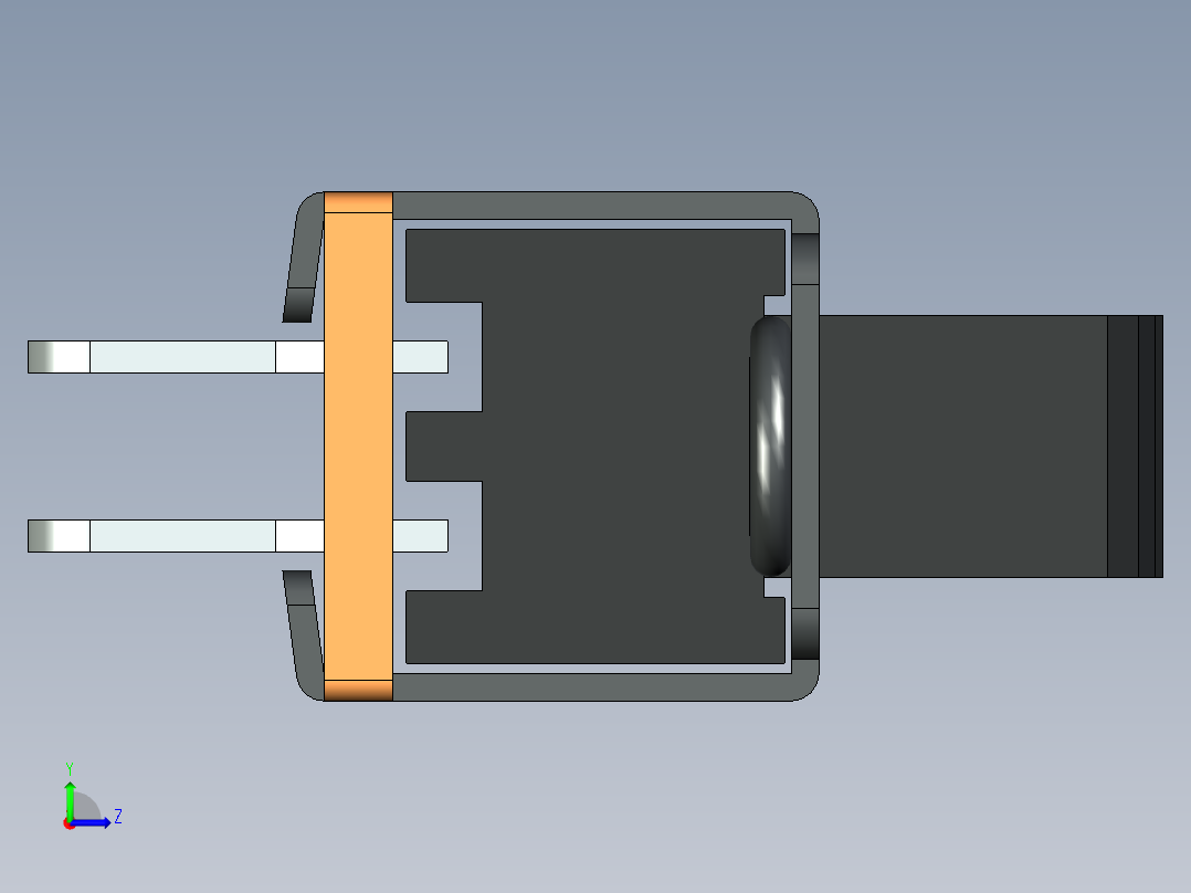 7 x 23mm DPDT 拨动开关 6 针左视图