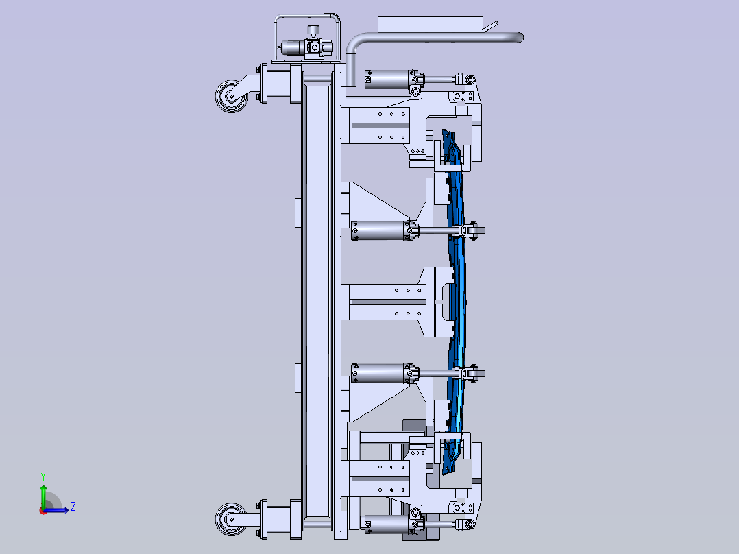 防撞梁内板焊装夹具CATIA左视图